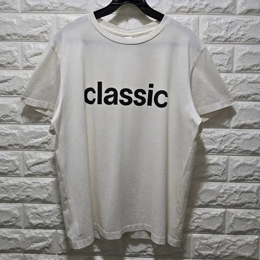 [BUNJANG] Haag Classic Logo T-Shirt - Light Ivory/Black / 헤이그 클래식 로고 반팔티 95~100