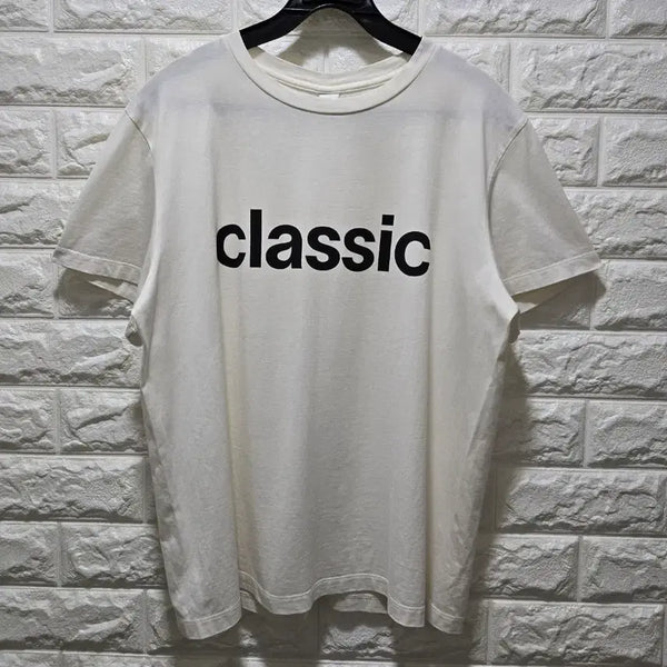 [BUNJANG] Haag Classic Logo T-Shirt - Light Ivory/Black / 헤이그 클래식 로고 반팔티 95~100