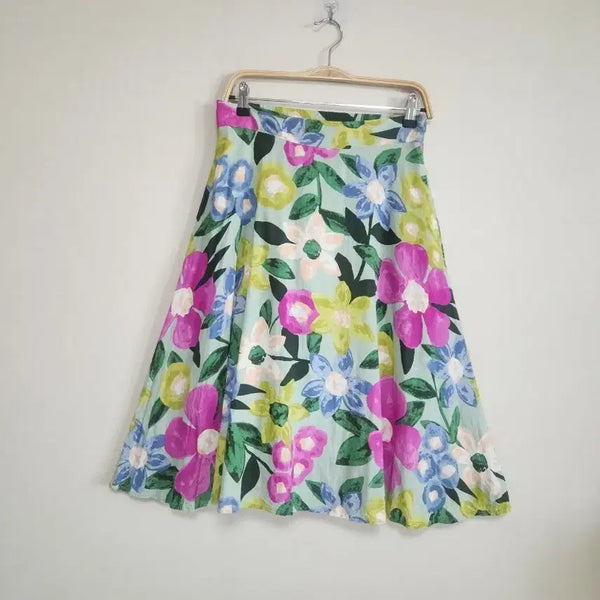 [BUNJANG] Ruffle Floral Pattern A-Line Skirt / RUFFLE 플로럴패턴  스커트  FREE