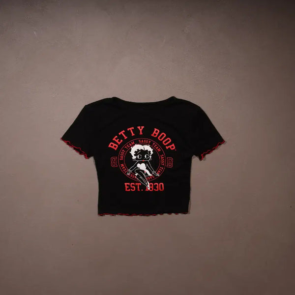 [BUNJANG] Betty Boop Printing Span Ribbed Crop Top / 베티붑 프린팅 스판 골지 크롭탑 A782