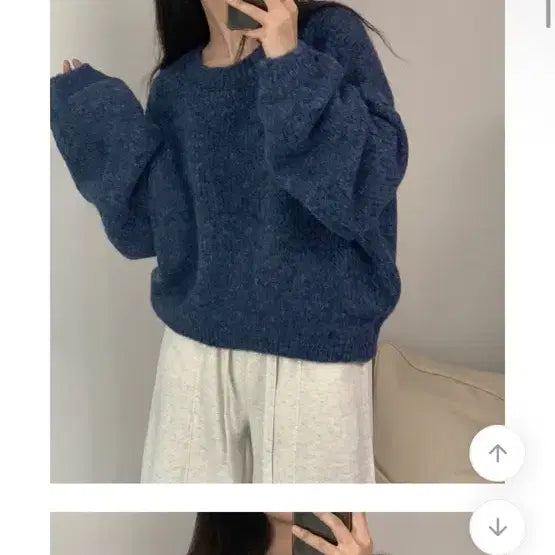 [BUNJANG] Blue Oversized Loose Knit Sweater / 블루 오버핏 여리 니트