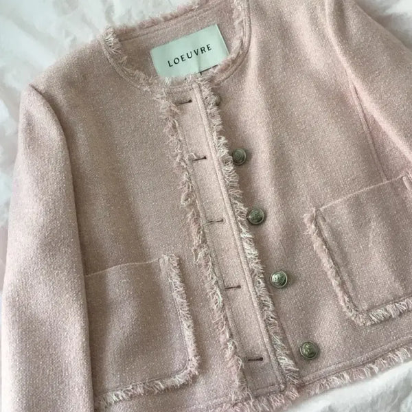 [BUNJANG] L'Eveil Pink Tweed Jacket (Size M) / 미착용 새상품) 루에브르 핑크 트위드 자켓 M 사이즈