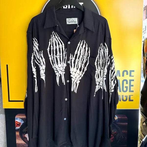 [BUNJANG] Wackomaria Skeleton Hand Lyocell Shirt XL / 와코마리아 스켈레톤 핸드 리오셀 셔츠 XL