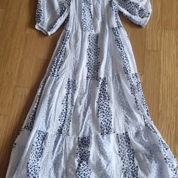 [BUNJANG] Zara Square Neck Eyelet Embroidery Long Dress / 자라 스퀘어넥 펀칭자수 롱 원피스