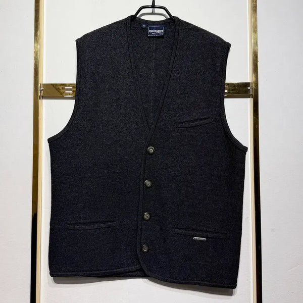 [BUNJANG] Geiger Men's Boiled Wool Button Vest Charcoal Size 52 / Geiger Men 가이거 보일드 울 버튼 베스트 차콜 52