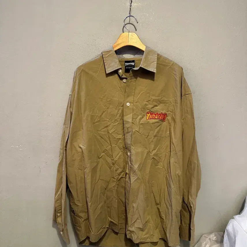 [BUNJANG] Thresh Flame Cotton Shirt Beige / 트레셔 플레임 코튼셔츠 베이지