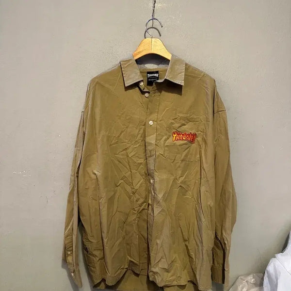 [BUNJANG] Thresh Flame Cotton Shirt Beige / 트레셔 플레임 코튼셔츠 베이지