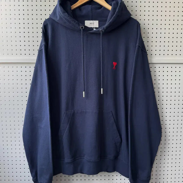 [BUNJANG] AMI Heart Logo Loopback Hoodie / 아미 25FW 하트 로고 루프백 후드티