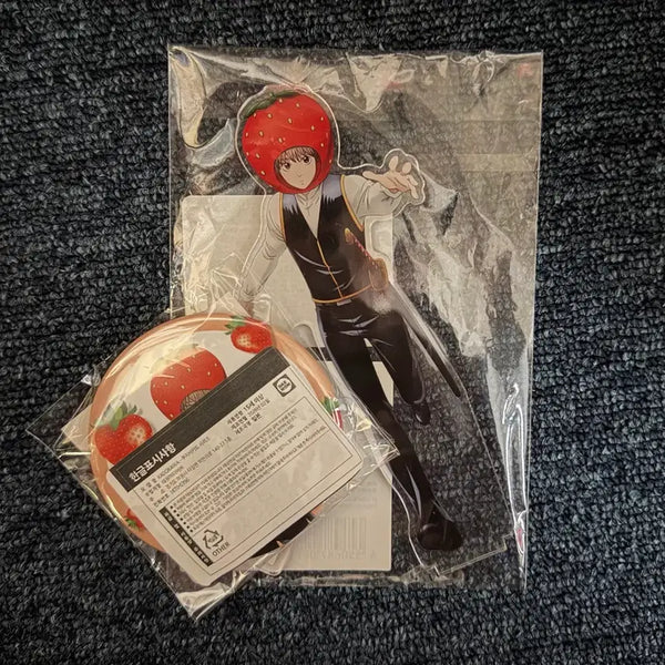 [BUNJANG] Gintama Okita Sougo Kuji Bikido Strawberry Can Badge & Acrylic Stand Bundle Set / 쿠지비키도 은혼 딸기 소고