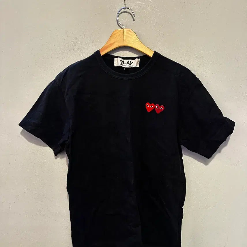 [BUNJANG] Comme des Garçons PLAY Double Heart T-Shirt Black / 플레이 꼼데가르송 더블 하트 티셔츠 블랙