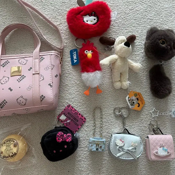 [BUNJANG] Hello Kitty Mini Bag Charm Set with My Melody, Clicker, and Potato Mini Mallangi / 헬로키티 가방 키링 감자미니말랑이 마이멜로디 클릭커