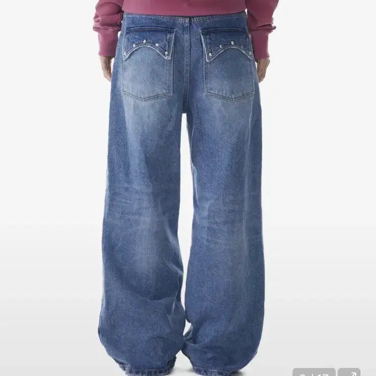 [BUNJANG] ARCAM Stud Wide Pants Blue / 아캄 스터드 와이드 팬츠 블루