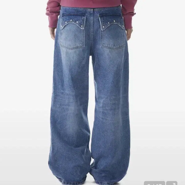 [BUNJANG] ARCAM Stud Wide Pants Blue / 아캄 스터드 와이드 팬츠 블루