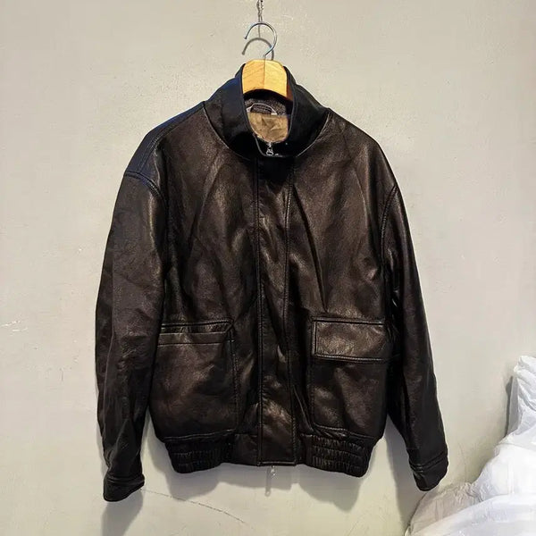 [BUNJANG] Romanti Size Leather Jacket / 로맨티 사이즈 레더 자켓