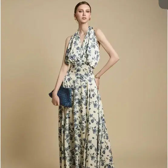 [BUNJANG] DINT Flower Halterneck Long Dress / DINT 딘트 플라워 홀터넥 롱 원피스