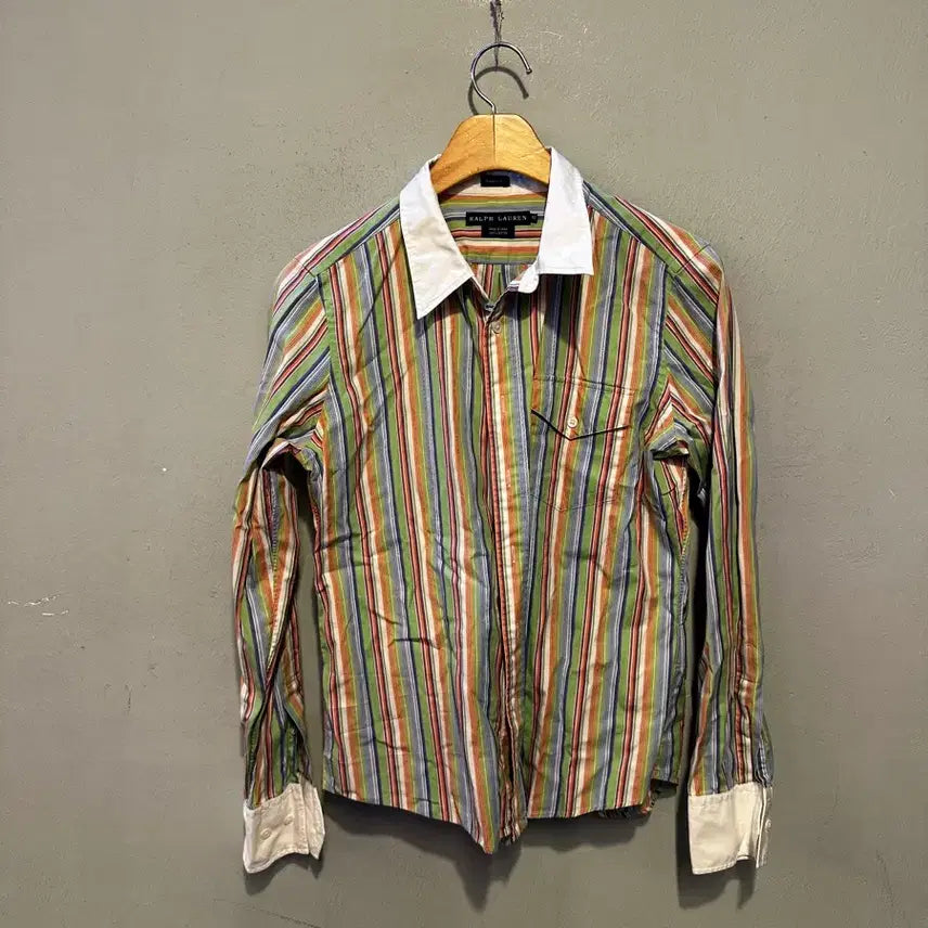 [BUNJANG] Polo Ralph Lauren Striped Colorblock Shirt / 폴로 랄프로렌 스트라이프 배색 셔츠