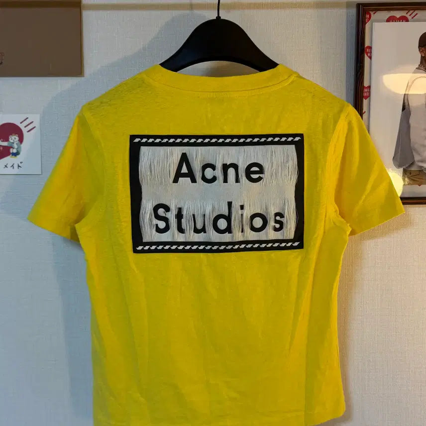 [BUNJANG] Acne Studios Reverse Label Cotton T-Shirt Yellow L / 아크네스튜디오 리버스 라벨 반팔 티셔츠