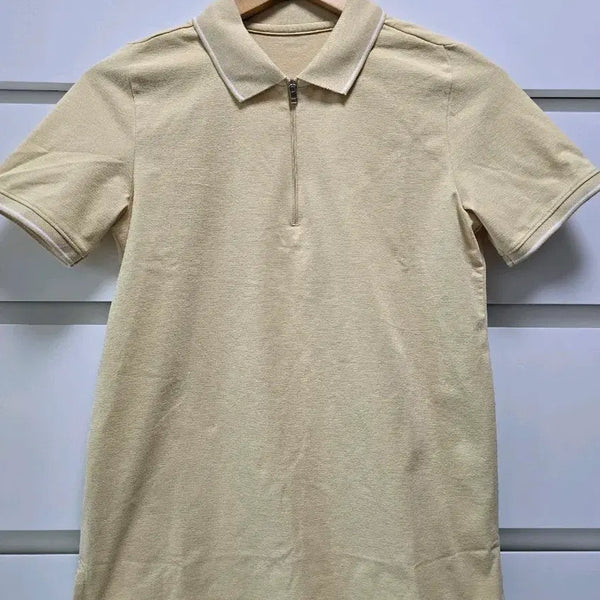 [BUNJANG] Andar Airy Fit Slim Fit Knit Polo Zip-Up Short Sleeve T-Shirt / [안다르] 에어리핏 슬림핏 니트폴로 집업 숏슬리브