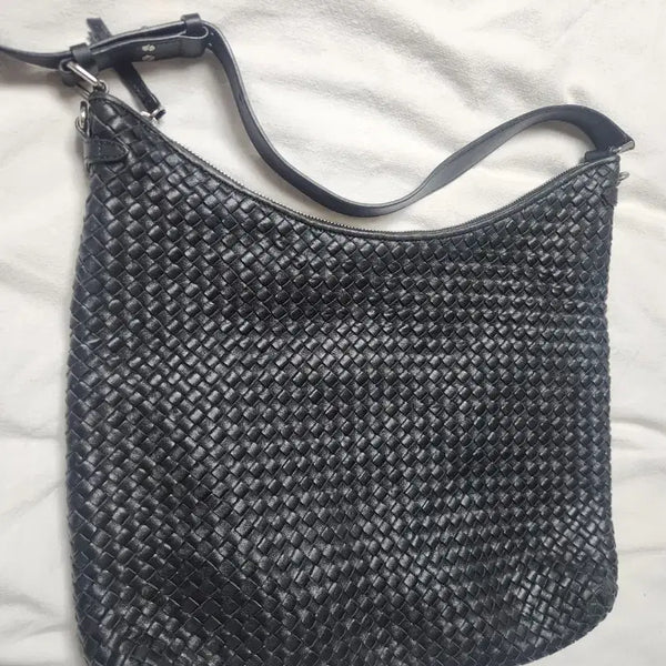 [BUNJANG] ENCLINE Leather Woven Shoulder Bag Black / 엔클라인  가죽 꼬임 숄더백 블랙