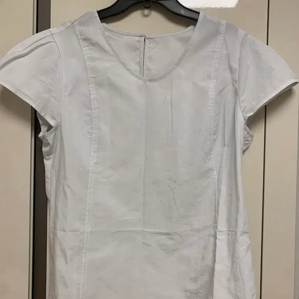 [BUNJANG] Sky Gray Short Sleeve Blouse / 스카이 그레이 반팔 블라우스