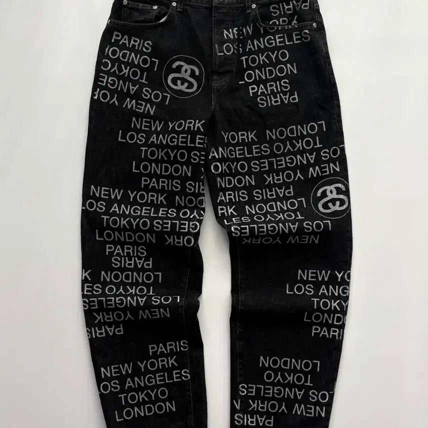 [BUNJANG] Stussy Big Ol Jeans City Links Washed Black Denim / Stussy 스투시 빅올진 시티 링크 워시드 블랙 데님
