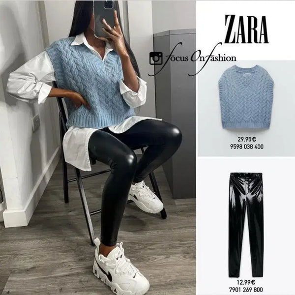 [BUNJANG] Zara Cable Knit Vest Light Blue Size M / 자라 꽈배기니트 조끼 연한하늘색 M사이즈 니트 베스트