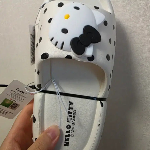 [BUNJANG] Hello Kitty Dot Slippers Black 250 / 헬로키티 도트 슬리퍼 블랙 250