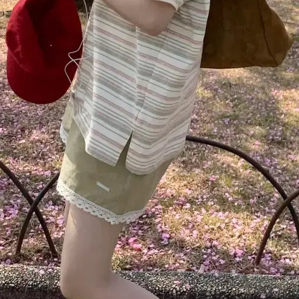 [BUNJANG] TOABE Lace Detail Linen Shorts / [새상품] 토아베 레이스 디테일 린넨 쇼츠 반바지
