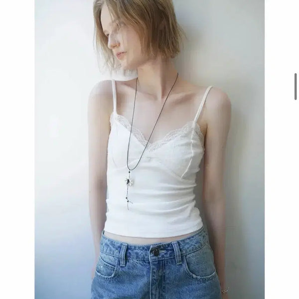 [BUNJANG] Haze Lace Sleeveless Top / 헤이즈 레이스 슬리브리스 탑