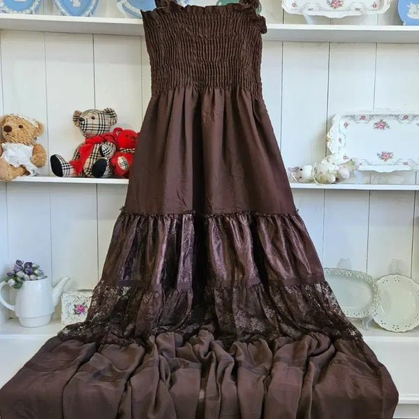 [BUNJANG] MAITRESSE Chocolate Brown Lace Maxi Dress / MAITRESSE 초코브라운 레이스 롱 원피스