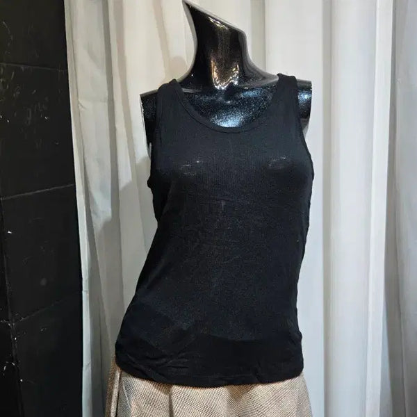 [BUNJANG] Basic Black Sleeveless Top / 얇은 블랙 기본 나시