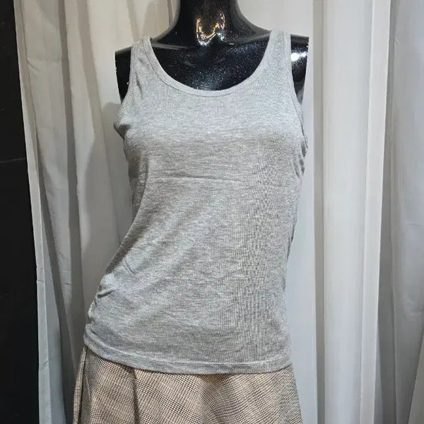 [BUNJANG] Thin Gray Basic Sleeveless Top / 얇은 그레이  기본 나시