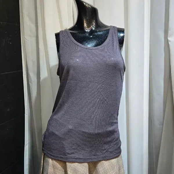 [BUNJANG] Charcoal Basic Sleeveless Top / 얇은 차콜 기본 나시