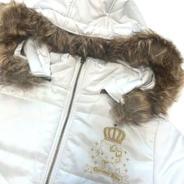 [BUNJANG] Wolfjyo Garu Vintage Hello Kitty Padded Fur Hat / 울프죠 갸루 빈티지 헬로키티 패딩 퍼모자 흰색