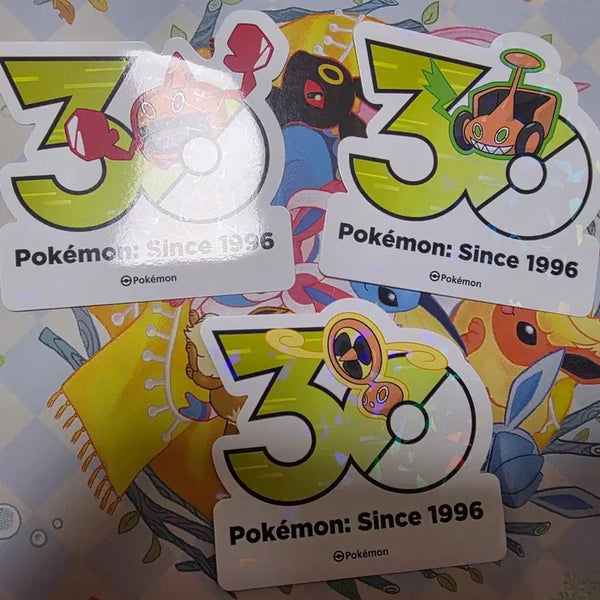 [BUNJANG] Pokemon 30th Anniversary Logo Sticker Set (Hitohotomo, Spin Rotom, Cut Rotom) / 포켓몬스터 팝업스토어 30주년 로고 스티커 히트로토무 스핀로토무  커트로토무 일괄