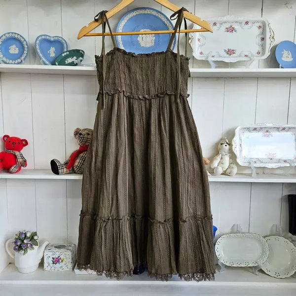 [BUNJANG] L'EST ROSE Lace Stripe Dress / LEST ROSE 레이스 스트라이프 원피스