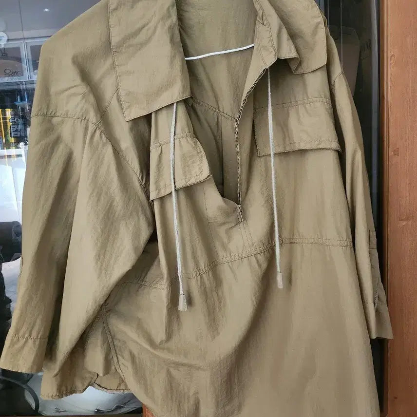 [BUNJANG] System Oversized Khaki Anorak Jacket / 시스템 오버사이즈 카키색 아노락 자켓