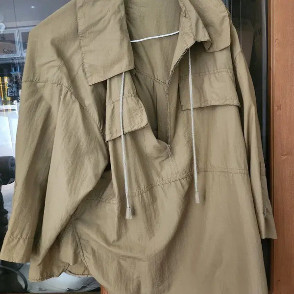 [BUNJANG] System Oversized Khaki Anorak Jacket / 시스템 오버사이즈 카키색 아노락 자켓