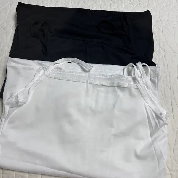 [BUNJANG] Black & White 2-Piece Strap Tank Top Set / 블랙 화이트 끈나시 2종세트 새제품