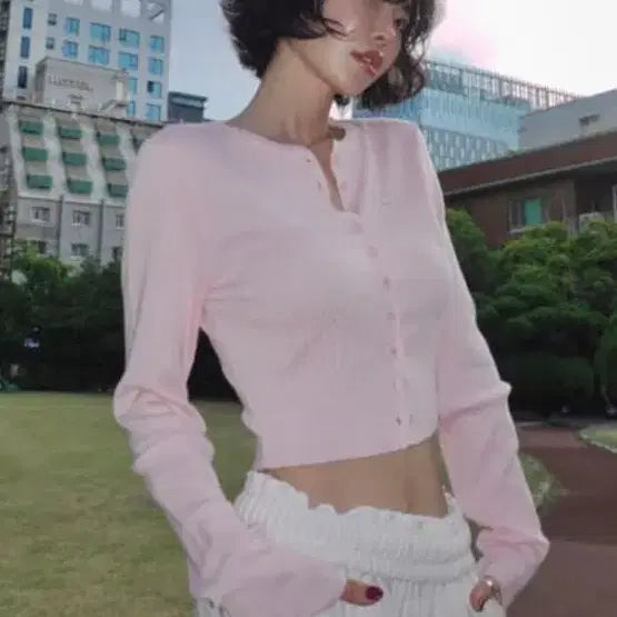 [BUNJANG] Fayejade Rayon Cardigan Pink / 페일제이드 레이온 가디건 핑크