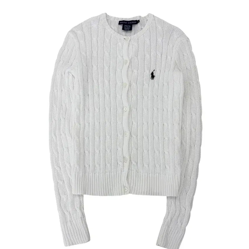 [BUNJANG] Polo Ralph Lauren Cable Knit Cardigan White / 폴로 랄프로렌 케이블 가디건 화이트