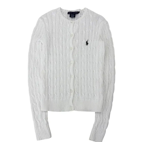 [BUNJANG] Polo Ralph Lauren Cable Knit Cardigan White / 폴로 랄프로렌 케이블 가디건 화이트