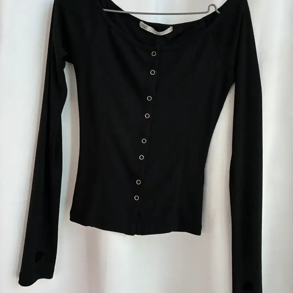 [BUNJANG] Bohemian Seoul Boatneck Warmer Cardigan Black / 보헤미안서울 보트넥 워머 가디건 블랙