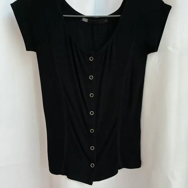 [BUNJANG] Bohemian Seoul Boatneck Snap Cardigan Black / 보헤미안서울 보트넥 스냅 가디건 블랙