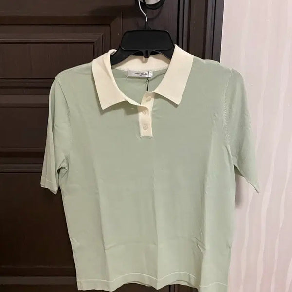 [BUNJANG] Knit Short Sleeve T-Shirt Mint / 새옷입니다 니트반팔티