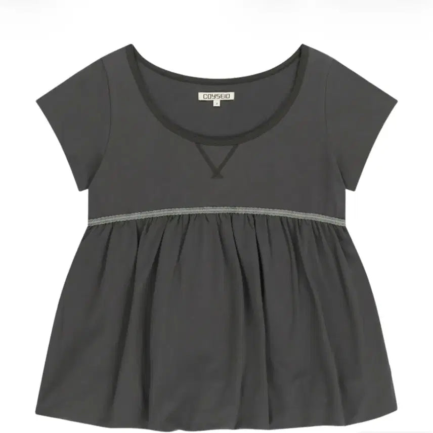 [BUNJANG] Koiseo Lace Balloon T-Shirt / Dark Gray / 코이세이오 레이스 벌룬 티셔츠/다크그레이