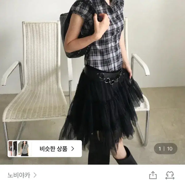 [BUNJANG] Noviyaka Check Puff Shirts - Black / 노비야카 Check puff shirts black 체크 퍼프셔츠 블랙