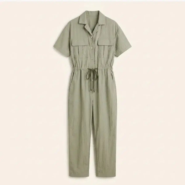 [BUNJANG] Khaki Shirt Jumpsuit / 카키색 셔츠 점프수트