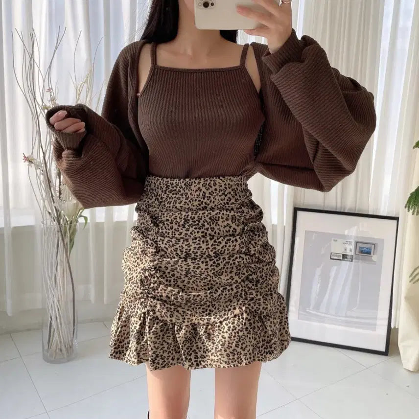 [BUNJANG] Leopard Print Mini Skirt (New) / 레오파드 스커트 (새상품)