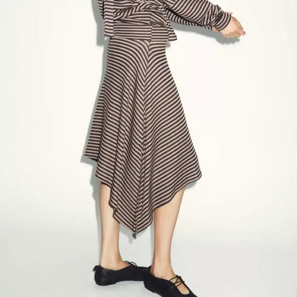 [BUNJANG] Zara Striped Unbalanced Skirt / M)자라 스트라이프 언밸런스 스커트 치마
